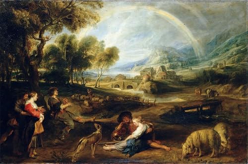 Tableau impressions d'art mural paysage arc en ciel Peter Paul Rubens 60x90cm