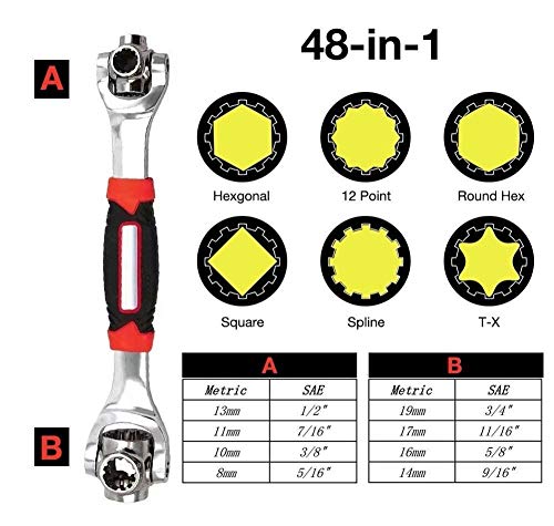 SENRISE Spanner Socket Wrench 48 in 1 360 Degree 6-Point and 12-Point Universal Wrench Swivel Head DIY Tools Socket Works with Spline Bolts Torx for Furniture Car Repair - Image 3