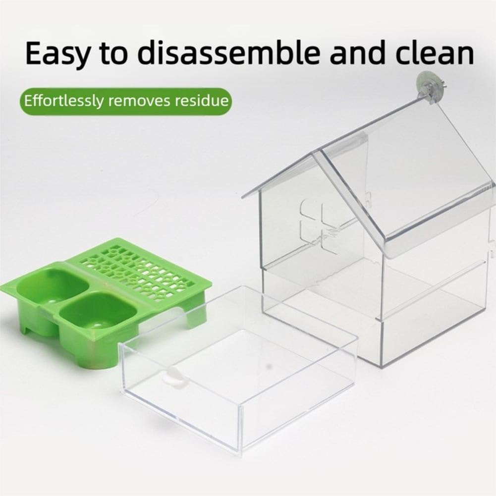EasyByMall Mangeoire transparente pour perroquet et baignoire pour oiseaux, mangeoire extérieure à suspendre, design anti-déversement, matériau ABS, vert ou blanc