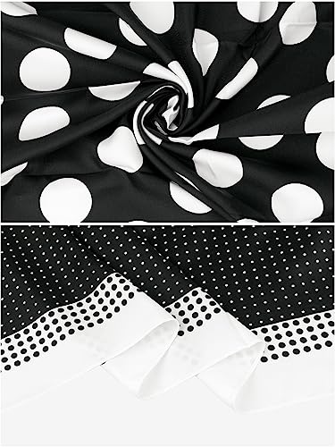 Women Polka Dots 35"x35" Large Square Scarf, Satin Silk Like Neckerchief Head Wrap Bandanas Neck Scarves4