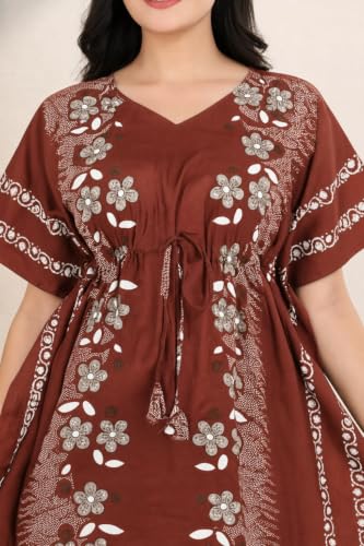 Image of Bahumaan Pure Cotton Kaftan Nighty for Women | Kaftan Maxi for Women | Kaftan Night Gowns for Women | Cotton Nighty for Women Stylish |