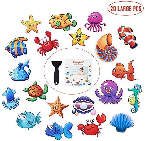 Non Slip Bathtub Stickers, 20 Large Sea Adhesive Kids Anti Slip Decal Threads for Shower and Bath Tub with Premium Scraper
