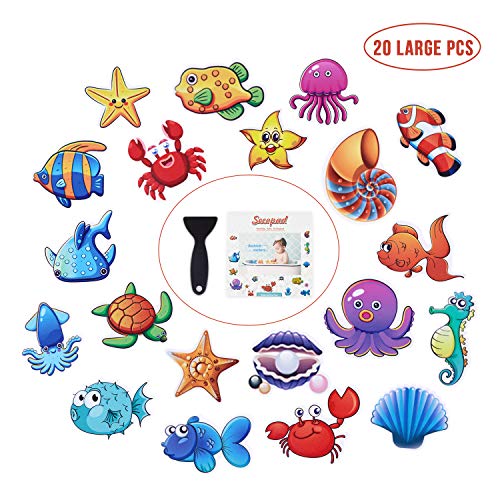 Non Slip Bathtub Stickers, 20 Large Sea Adhesive Kids Anti Slip Decal Threads for Shower and Bath Tub with Premium Scraper