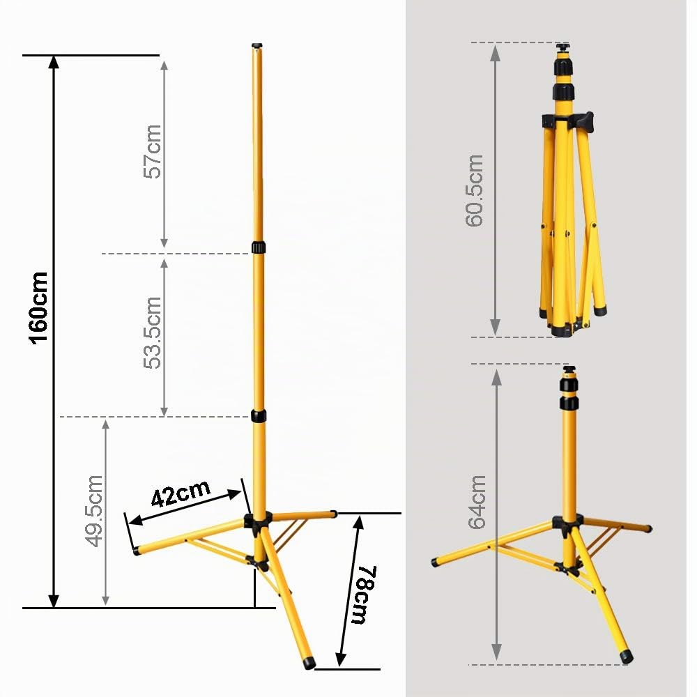 Trépied de chantier télescopique LED acier hauteur réglable 1,60 m