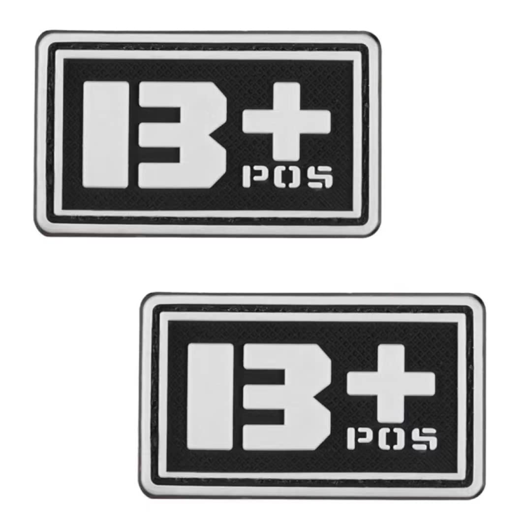 OYSTERBOY Premium Quality PVC Rubber Medic EMT EMS Rescue Black & White Blood Type Group Identifier Tab 3D Moral Tactical Patch with Hook Fastener Backing for Military War Game Gear Uniform (B+ POS)