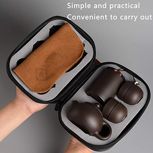Caisang Ceramic Travel Tea Sets 6Pack Chinese Kungfu Tea Set Porcelain Teapot, Tea Canister, 4 Teacups,Tea Mat And Portable Travel Bag Purple Clay Tea Pot Set For Travel thumb #6