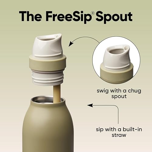 Miniatura 2 de Owala FreeSip Twist - Botella de agua aislada de acero inoxidable con pajilla para deportes y viajes, sin BPA, 24 onzas, gris pardo (Off Road)