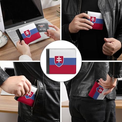 Flag of Slovakia Men's PU Leather Wallet with Large Capacity Coin Purse/storage Bag/card Holder/business Wallet One Sizeone Size3