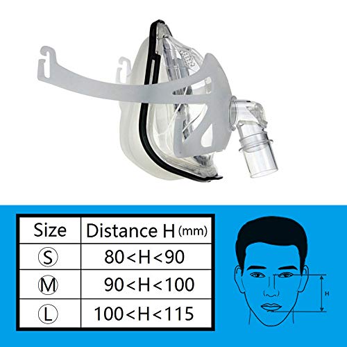 Denshine Full Face Mask for Sleep with Adjustable Headgear Clips (L (Height: 100-115mm))