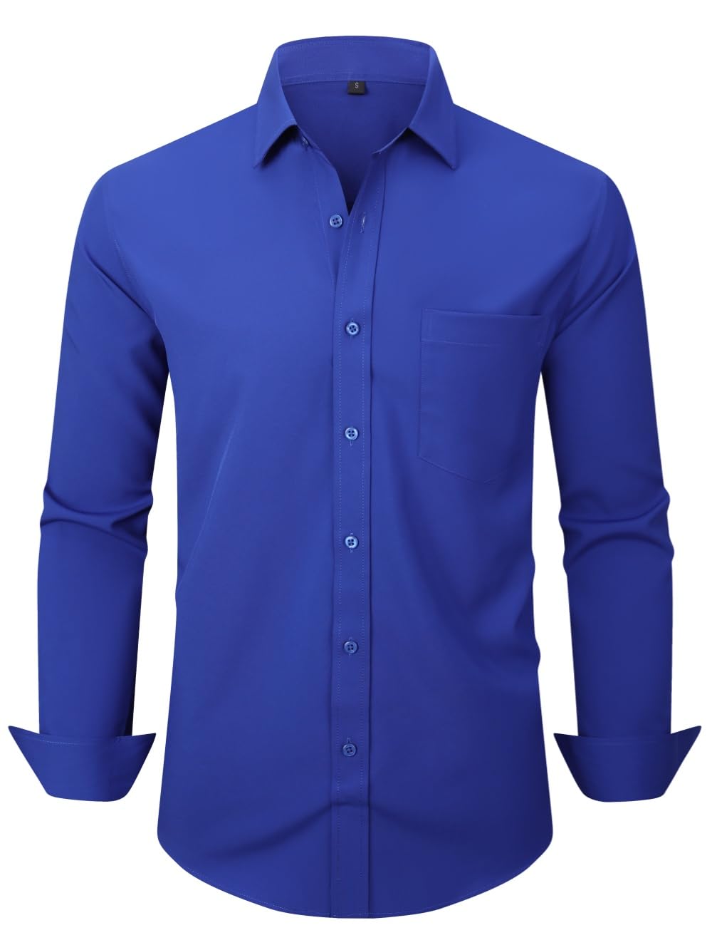 Lumilk Men's Dress Shirts Long Sleeve Button Down Shirt Business Formal Stretch Shirt Regular Fit with Pockets