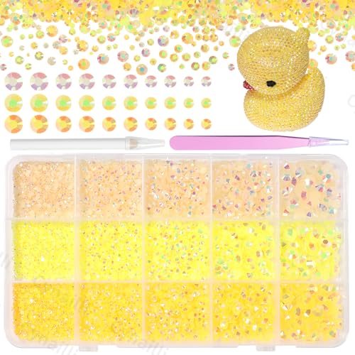 15000 Pcs Yellow Resin Rhinestones for Crafts, Yellow Jelly Rhinestones