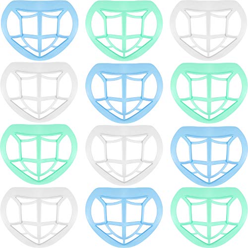 12 Pieces 3D Face Bracket Inner Support Frame for Comfortable Wearing Silicone Face Covering Bracket Lipstick Protection Stand Supporting More Breathing Space, Washable and Reusable