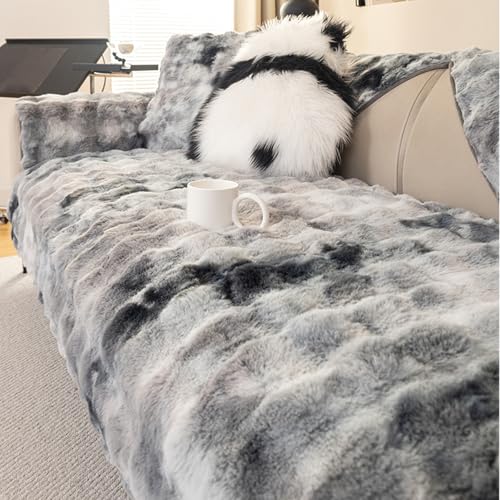 プラッシュソファカバー 3人掛け 滑り止め付き スリップカバー グラデーション プロテクター洗濯可能 猫用 ソファシートクッション A 70x180cm/27.5x70.8in