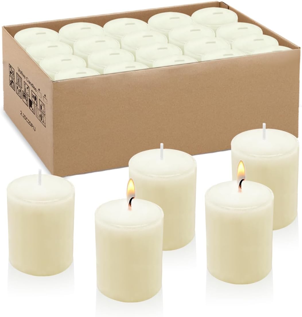 15 Hour Ivory Votive Candles, Bulk...
