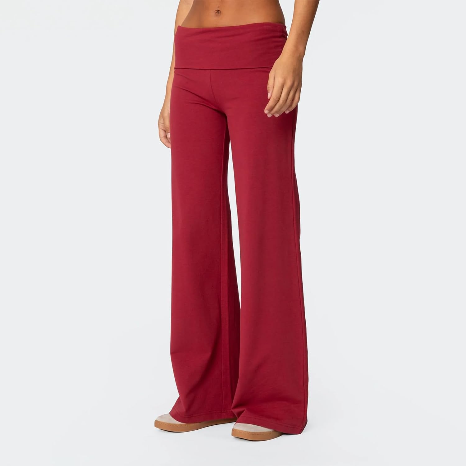 Aopwsrlyi Women Fold Over Yoga Pants Y2K Flared Leggings Low Rise Wide Leg Lounge Pants Baggy Sweatpants - Image 5