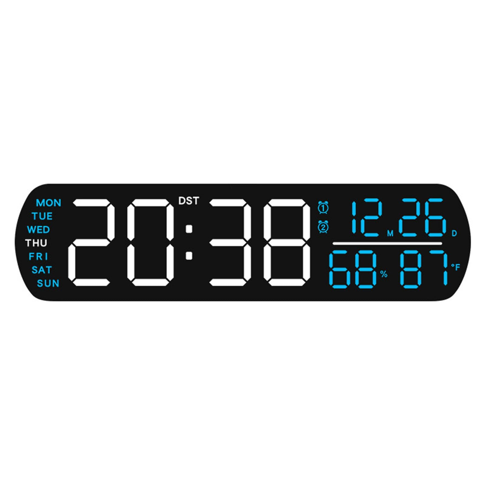 Elnwnnkc LED Digital Wall Clock with Large Display, Temperature Auto Dimming Date Alarm Clock Desk Clocks for Bedroom Home Decors Desk Wall
