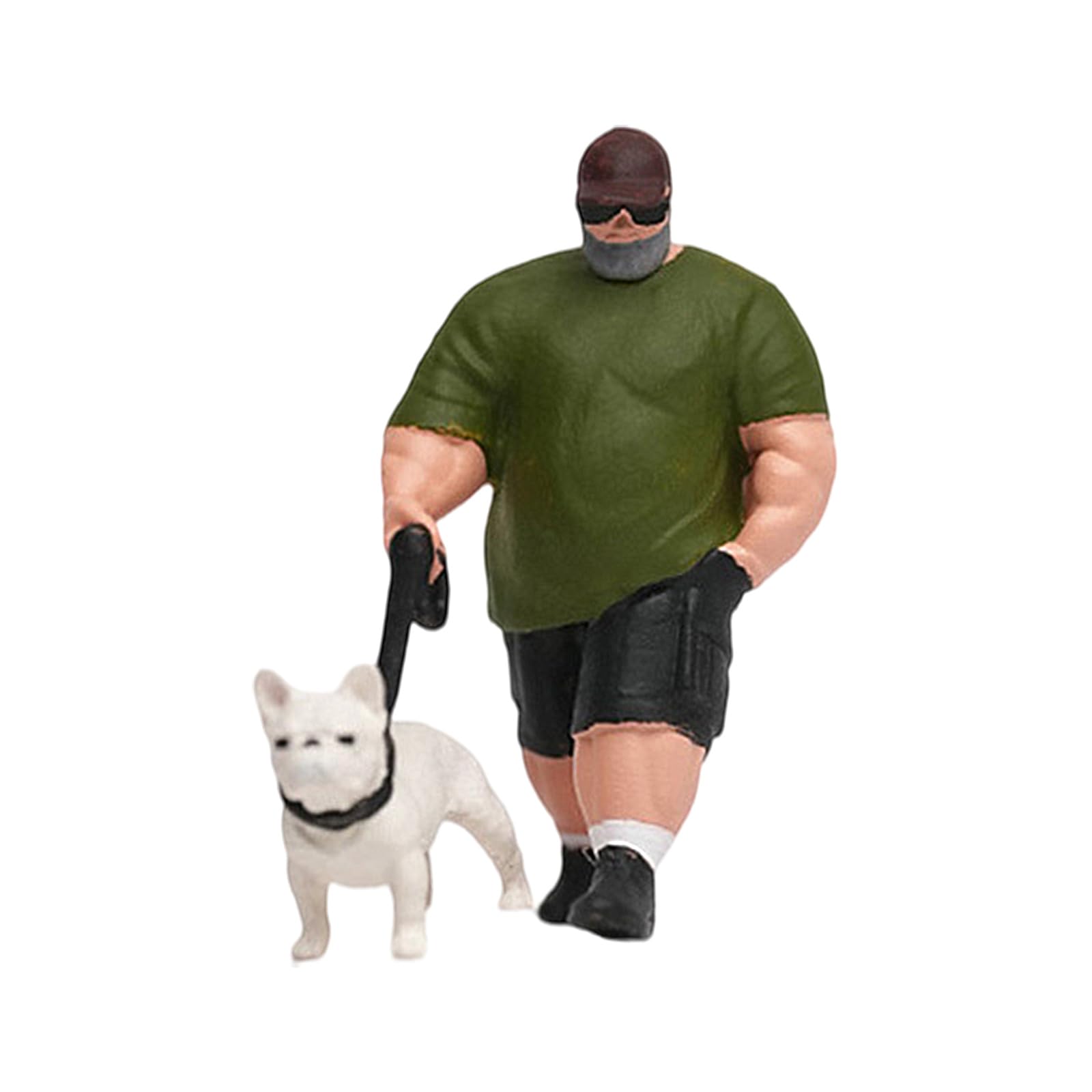 MIDOKSTUA 1/64 Scale Resin Miniature Model Of Walking His Dog Figure For Dioramas Scene Props Decoration And Collectibles