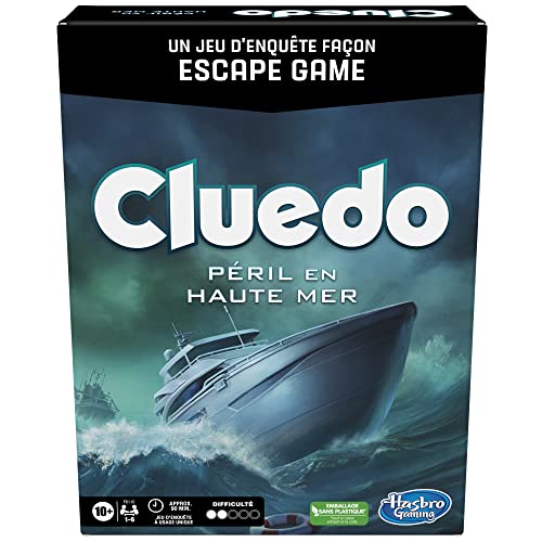 Cluedo Péril en Haute mer, Jeu d'enquête façon Escape Game, Jeu de Plateau coopératif pour la Famille, pour 1 à 6 Joueurs