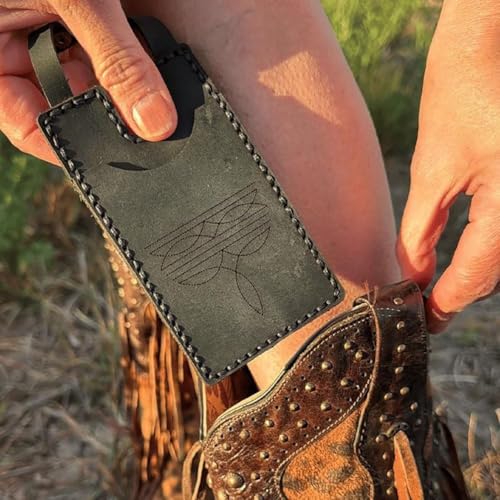 Western Boot Wallet with Snap Strap,Handcrafted Leather Boot Credit Card Holder, Small Wallets with Snap Fastening,Holds Multiple Cards for Women Man (Black)3