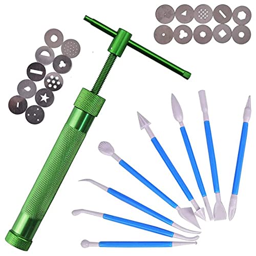 Lysee 3D Printer Parts & Accessories - Clay Fondant Extruder Cake Decorating Supplies Sugar Modeling Tool with Paste Extruder, 8 Pcs Dotting Tool