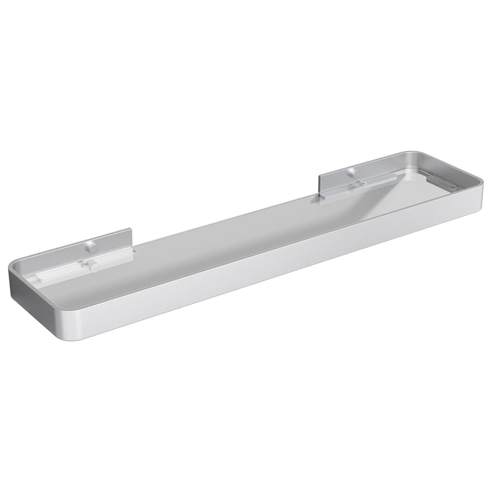 Danpoo 20 Inch Long Floating Shelf, Clear Tempered Glass Wall Shelf with Matte Silver Aluminum Frame - Spacious and Stylish Storage for Your Home