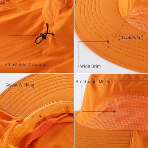 Image of Home Prefer Outdoor UPF50+ Sun Hat Wide Brim Mesh Fishing Hat with Neck Flap