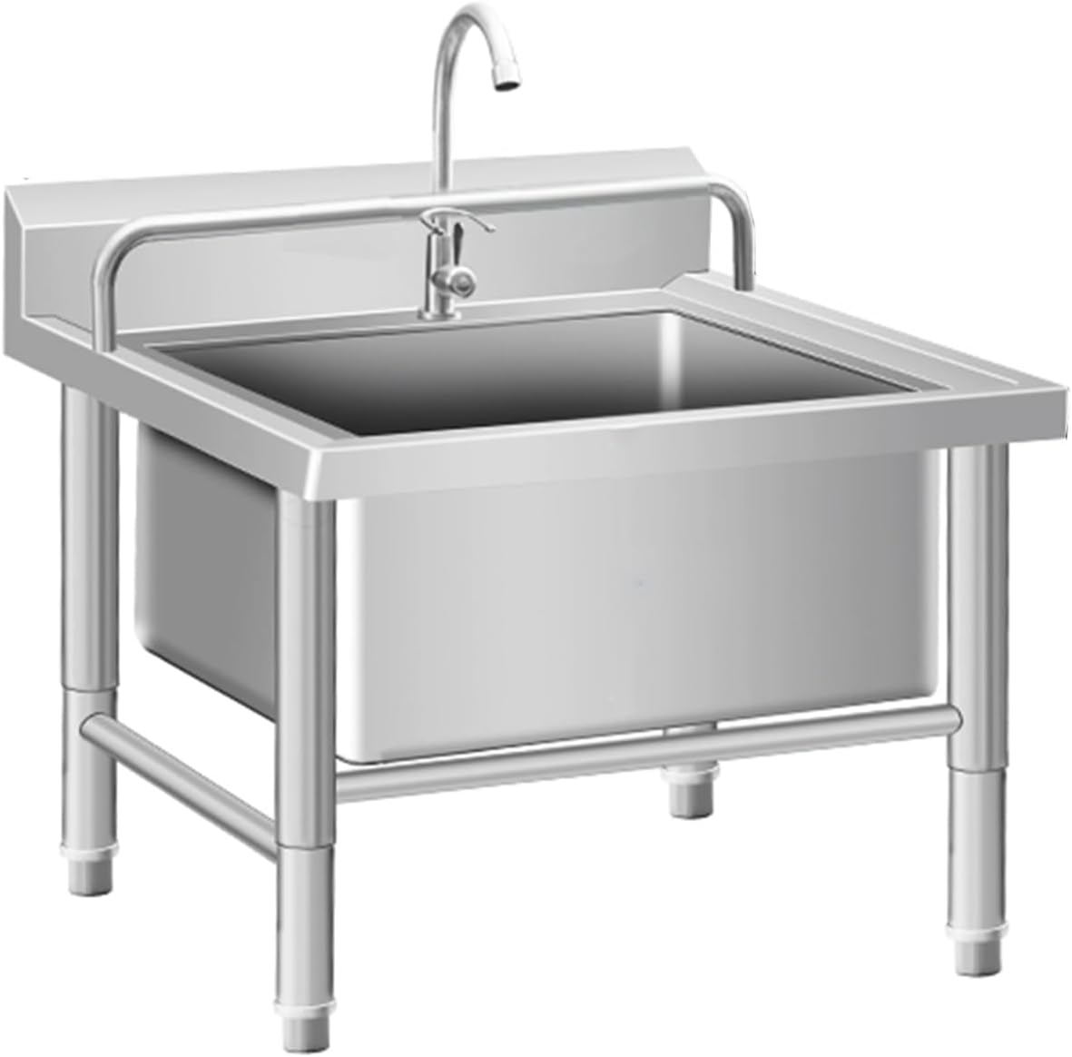 Commercial Floor Mop Sink,Stainless Steel Utility Mop Bucket, Indoor Outdoor Floor-Standing Sink, with Drainage/Strainer(120cm/47.2in)
