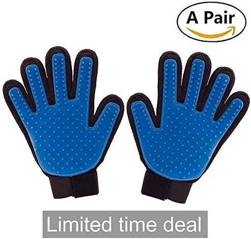 TENKEY Pet Grooming Glove, 2-in-1 Hair Remover Mitt Gentle Deshedding Brush and Massage Tool for Dog, Cat, Horses with Long Short…