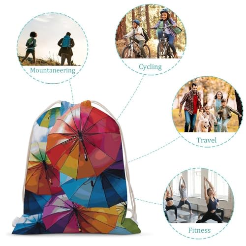 Colorful Umbrella Drawstring Backpack Gym Bag Lightweight Sackpack Gift for Hiking Travel Beach Shopping3