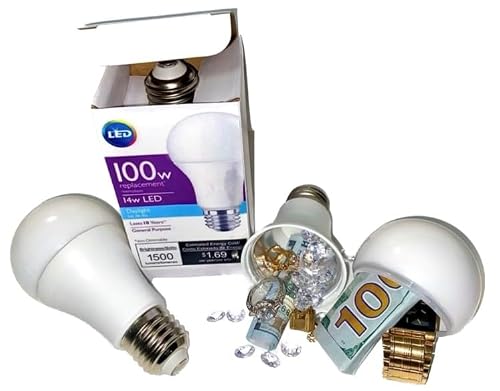 Best Fake Light Bulb Diversion Safe Light Bulb Can Safe Security Decoy We Modify The Dome So You Can Not See The Hidden Items Inside. New Larger Size with Security hands off Box to Hide Valuables