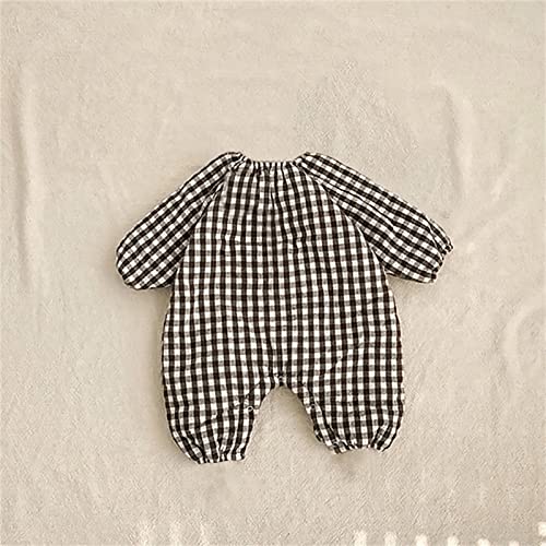Newborn Infant Baby Girls Winter Warm Thick Plaid Cotton Long Sleeve Padded Romper Jumpsuit Baby Boy Outfits Summer Black #TOP2