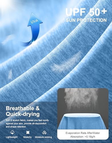 Image of Men's Sun Protection Hoodie Shirts Long Sleeve UPF 50+ Swim Shirts for Men Rash Guard Fishing Shirt Quick Dry