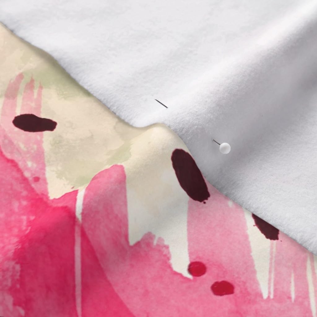Spoonflower Fabric - Watermelon Watercolor Fruit Pink Summer Whimsical Printed on Polartec(R) Fleece Fabric by The Yard - Sewing Blankets Loungewear and No-Sew Projects