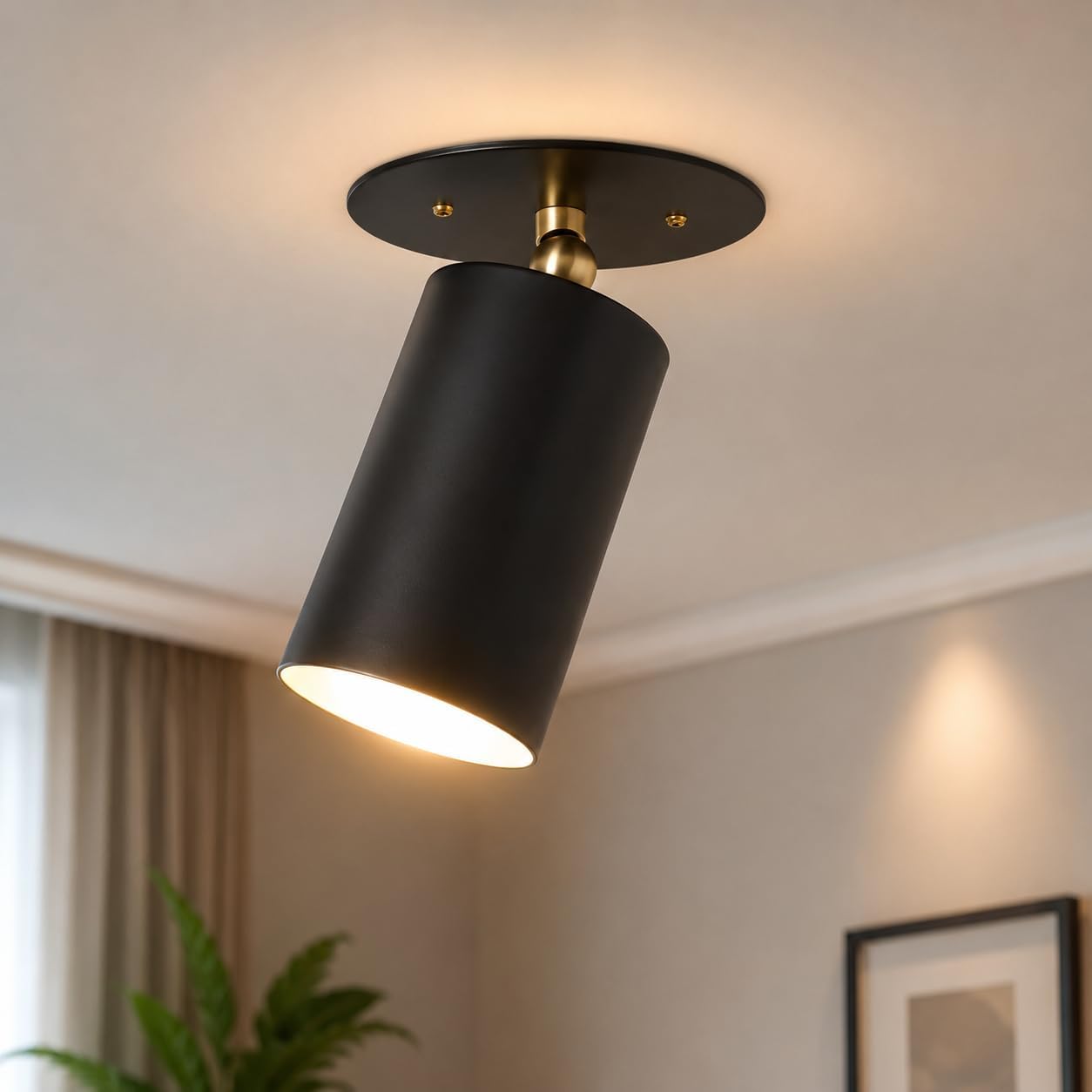 Mid Century Adjustable Brass Spotlight, Modern Antique Flush Mount Light Fixture Kitchen & Hallway
