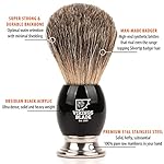 Luxury Shaving Brush for Men by VIKINGS BLADE, Ultra Heavy Acrylic & 316L Steel Handle, Super Strong Knot Backbone, Minimal Shedding, Fast Lather, Extremely Smooth & Plush on Skin (Dark Stallion) - Image 2