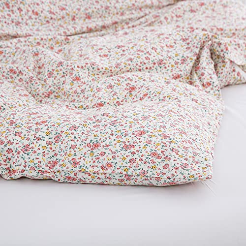 Dauaoto Twin Xl 68"X92" Duvet Cover Set, Cotton Farmhouse Print Bedding For Twin Extra Long Bed, Ditsy Floral Pattern Pink #TOP3