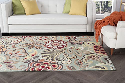 Dilek Transitional Floral Seafoam 3-Piece Area Rug Set, 3-Piece Set #TOP3
