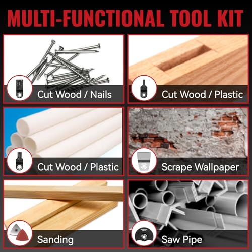 Oscillating Multi Tools Multifunctional Cordless Tool - 900W Oscillation Tool with 4° Oscillation Angle & 6-Speed, 22 Accessories (A-Incl. 2 Batteries & Charger) 7 Oscillating Multi Tools Multifunctional Cordless Tool - 900W Oscillation Tool with 4° Oscillation Angle & 6-Speed, 22 Accessories (A-Incl. 2 Batteries & Charger) - Image 7