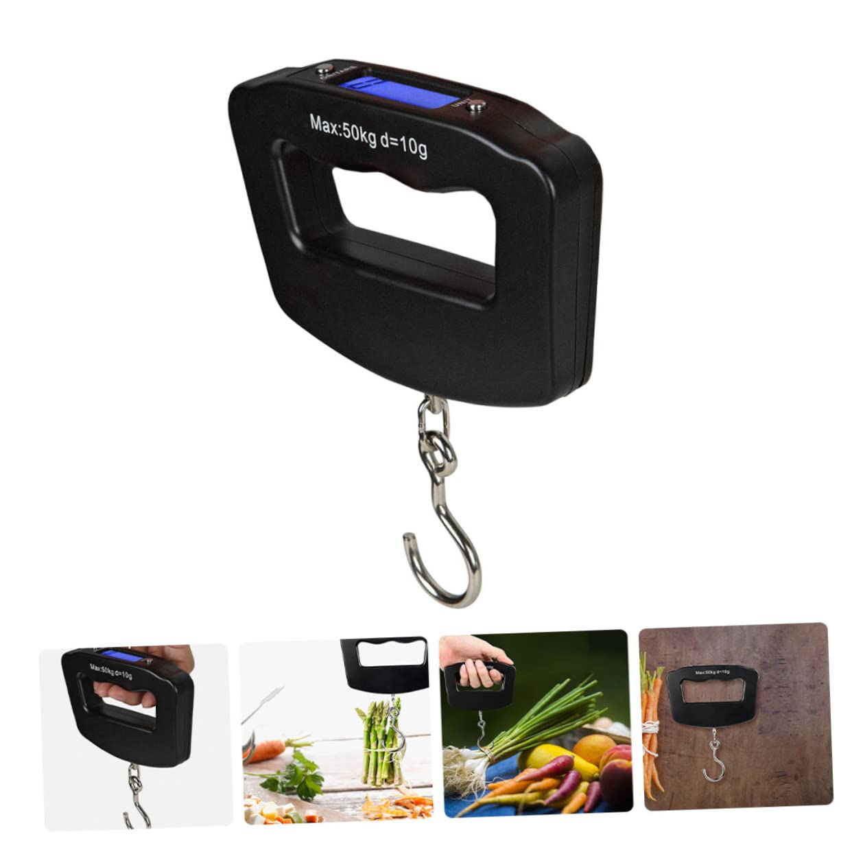 Hemobllo 2 Piezas Báscula Digital Portátil para Pesca y Equipaje Pantalla LCD Gancho Colgante Resistente Precisión para y Actividades