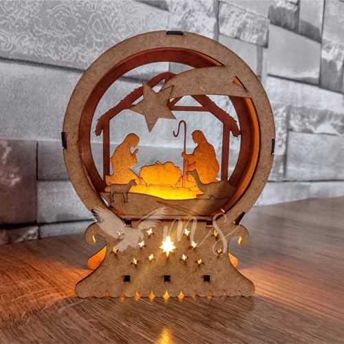Luminária Led Presépio Mdf Lembrança Presente Natal