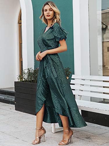 V Neck Ruffle Maxi Dress Polka Dot 