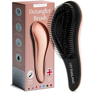 Lily England Detangle Hair Brush for Thick, Curly & Straight Hair – Detangling Hairbrush for Women, Kids & Toddlers with Flexible Bristles – Smooth Detangler for Wet & Dry Hair, Rose-Gold