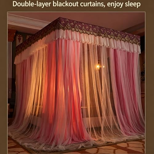 Baldaquin de lit double couche rideau lit occultant 4 coins - 8