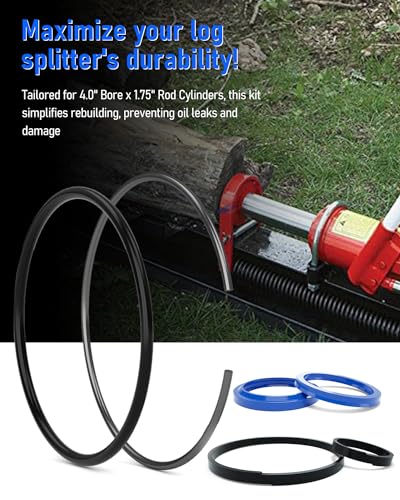 Image of Hydraulic Log Splitter Cylinder Rebuild Seal Kit for 4.0 inchBore x 1.75 inch Rod Cylinder, Dirty Hands Tools Huskee Log Splitter Parts Hydraulic Cylinder Rebuild Kit (Pack of 11)