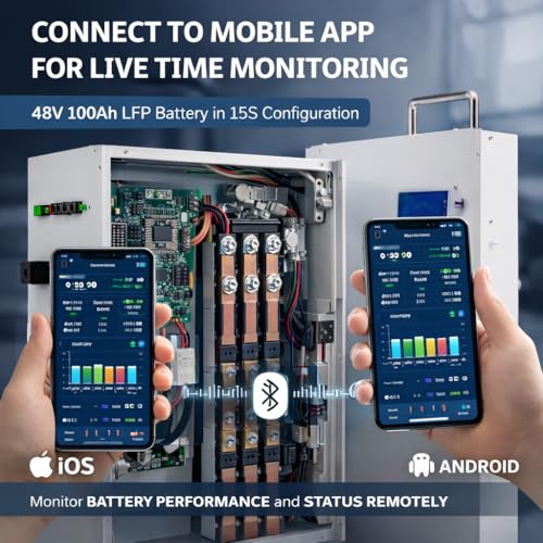 Image of MuscleGrid 48V 100Ah LiFePO4 Battery (15 Cells) with Smart BMS & Active Balancer | RS485 & CAN Communication | 50 Years Life | 5 Year Warranty