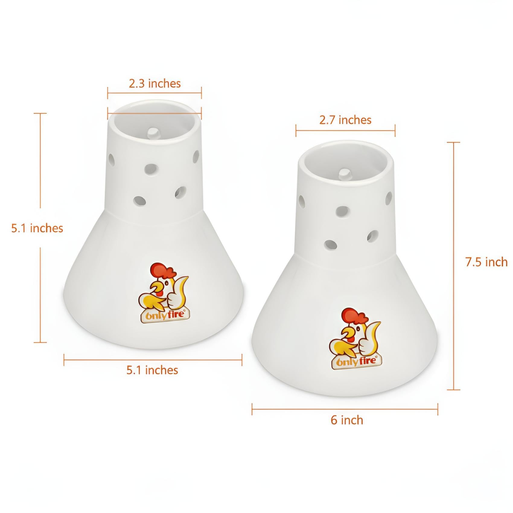 only fire Ceramiczny parowiec, pojemnik na piwo, kurczak, indyk, stojak do pieczenia do piekarnika lub grilla, akcesoria do grilla, zestaw 2 sztuk (duży + mały)