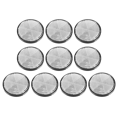 Image of X AUTOHAUX 10 Pcs Round Stick-on Safety Spoke Reflective Self Adhesive Reflector for Gate Posts Cars Trailer Motorcycle Trucks Boat Bicycle Bike White