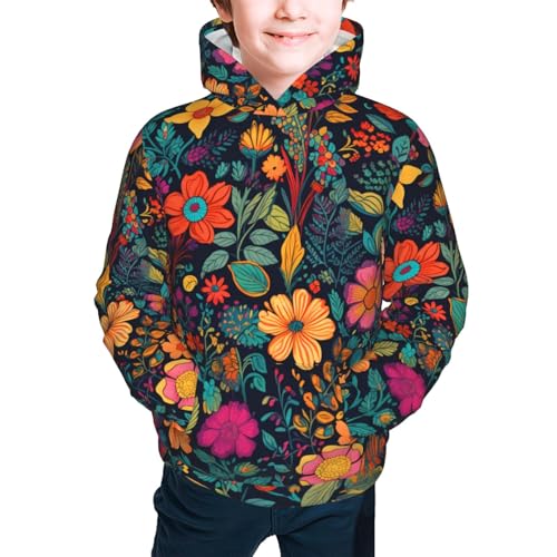 Tropical forest with plants and flowers Hoodie Youth Hooded Sweatshirt 3D Digital Printed With Pockets Tops4