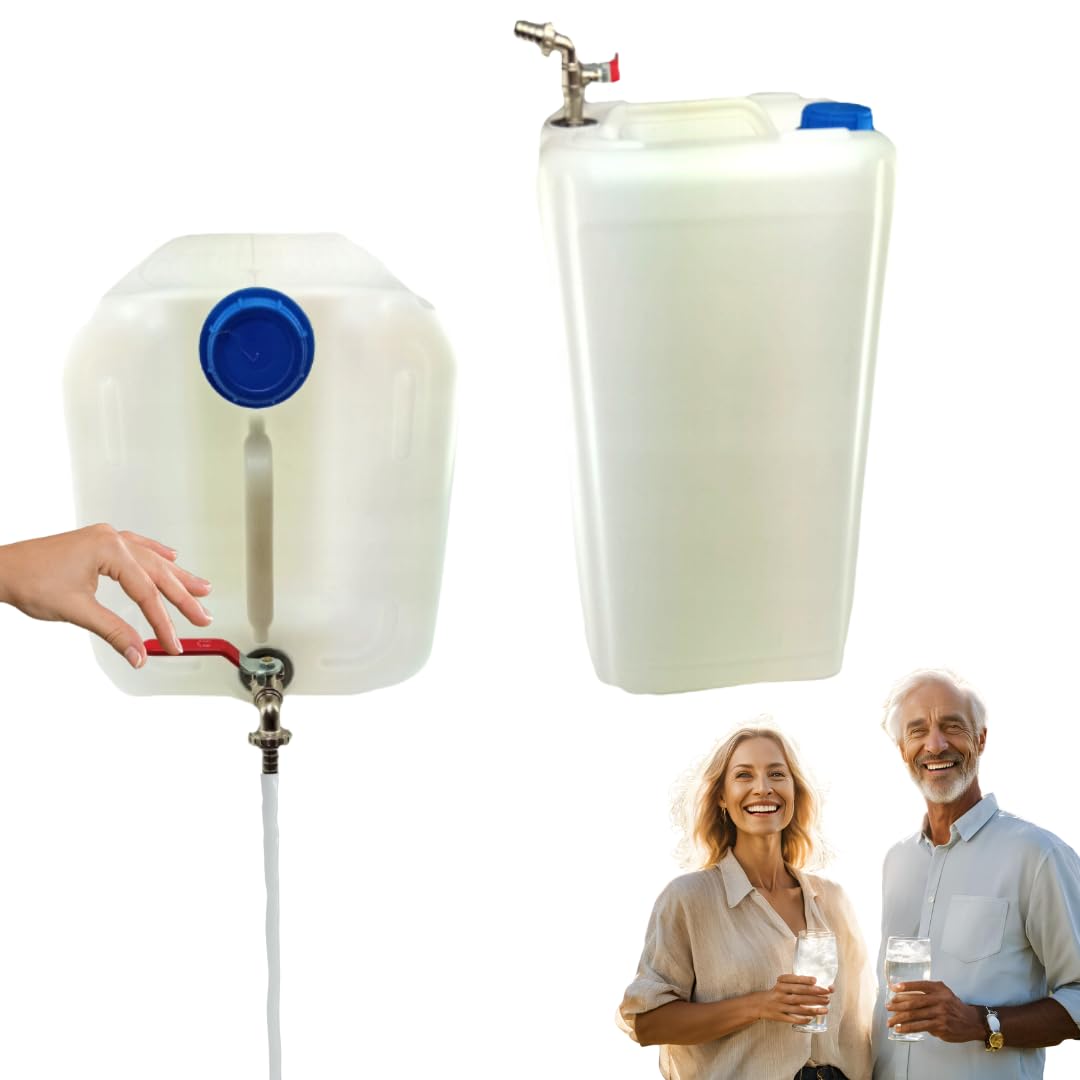 Bidón de agua con grifo - Bidón de agua con llave de 30 l - Tanque de agua para camping - Depósito de agua - Bidón de agua potable - Tanque de agua fresca - Blanco