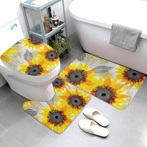 Ensemble tapis de bain avec contour U et housse abattant toilettes